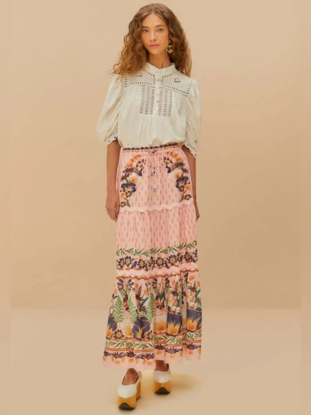 FARM Rio Pink Dream Garden Maxi Skirt Medium